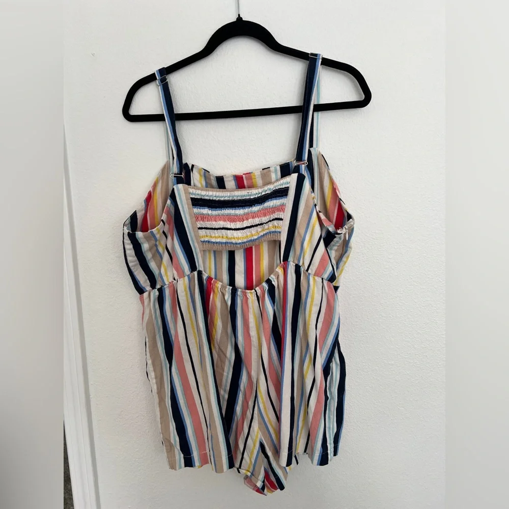 Forever 21 Women’s Striped Romper 2X Multicolor Rainbow Buttons Plus Size - Picture 5 of 12
